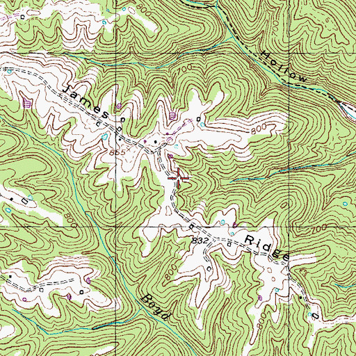 Topographic Map of James Ridge, KY