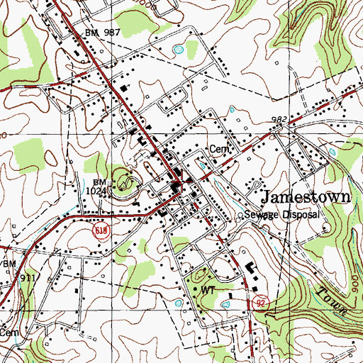 Topographic Map of Jamestown, KY