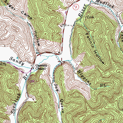 Topographic Map of Jay Queen Branch, KY
