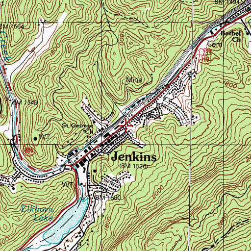 Topographic Map of Jenkins, KY