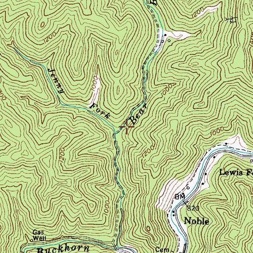 Topographic Map of Jenny Fork, KY