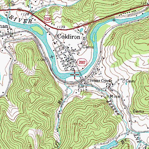 Topographic Map of Jesses Creek, KY