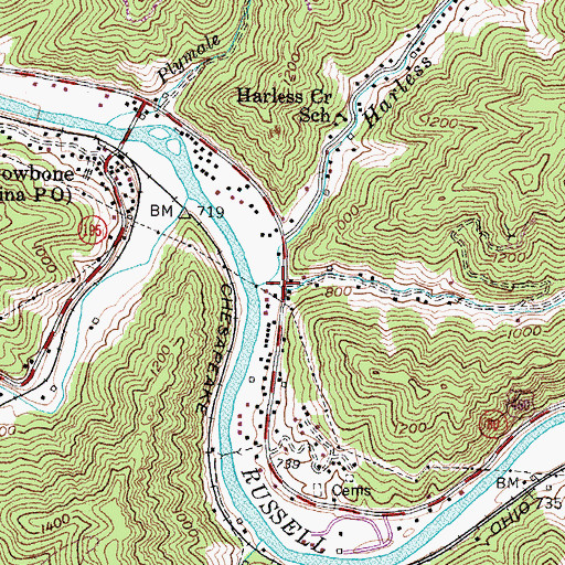 Topographic Map of Jimmie Creek, KY