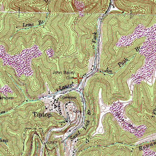 Topographic Map of John Bailey Cemetery, KY