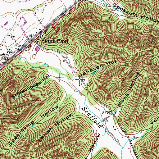 Topographic Map of Johnson Hollow, KY