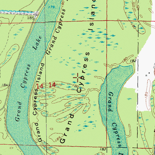 Topographic Map of Grand Cypress Island, AR