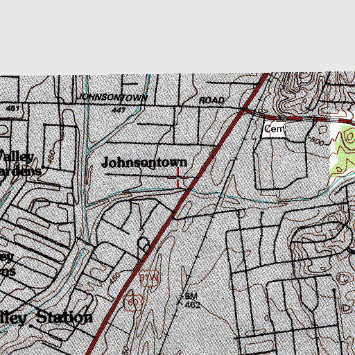 Topographic Map of Johnsontown, KY