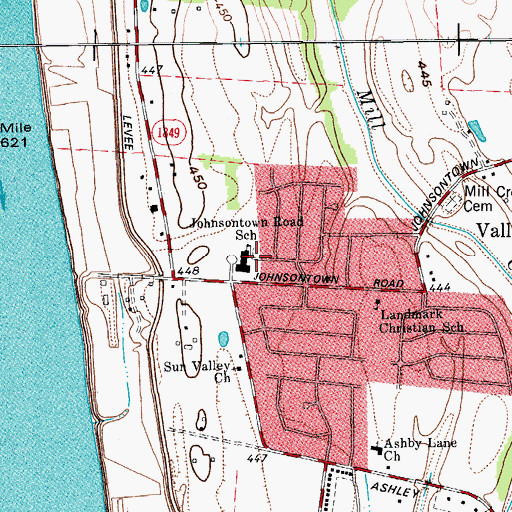Topographic Map of Johnsontown Road School, KY