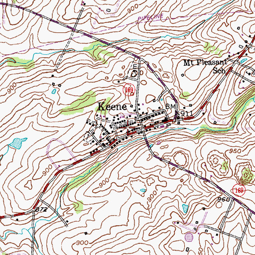Topographic Map of Keene, KY
