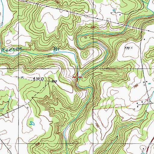Topographic Map of Keesee Branch, KY