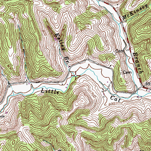 Topographic Map of Kelley Branch, KY