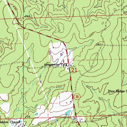 Topographic Map of Grapevine Church, AR