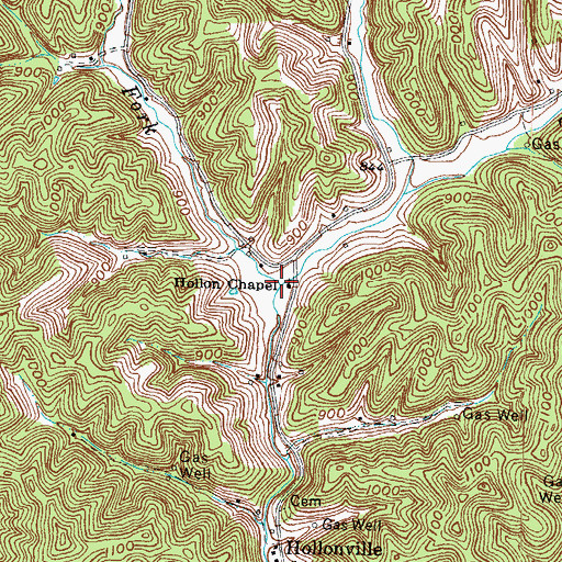 Topographic Map of Kelse Holland Fork, KY