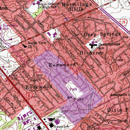 Topographic Map of Kenawood, KY