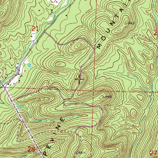 Topographic Map of Grapevine Mountain, AR