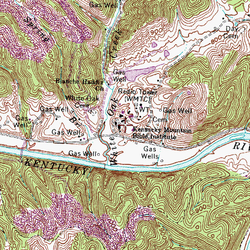 Topographic Map of Kentucky Mountain Bible Institute, KY