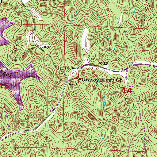 Topographic Map of Grassy Knob Church, AR