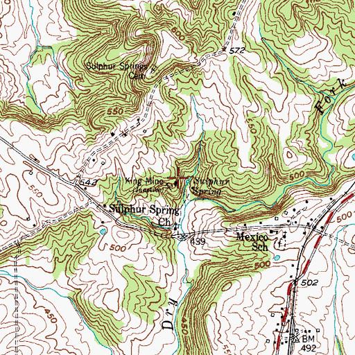 Topographic Map of King Mine, KY