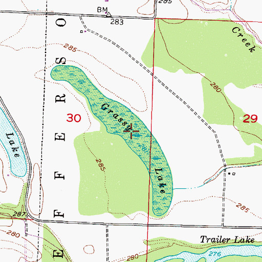 Topographic Map of Grassy Lake, AR