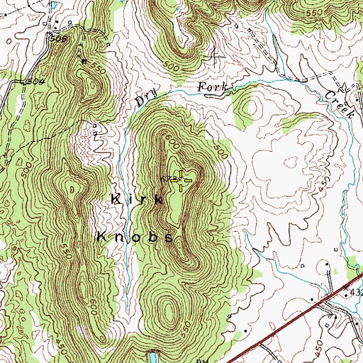 Topographic Map of Kirk Knobs, KY