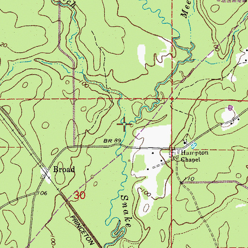 Topographic Map of Gravelly Branch, AR