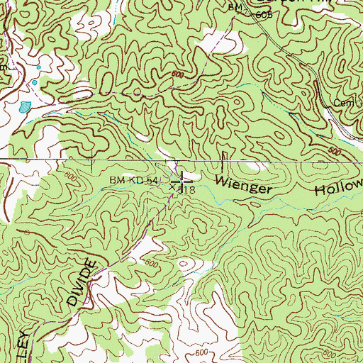 Topographic Map of Land Between the Lakes National Forest, KY