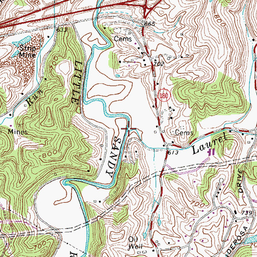 Topographic Map of Laurel Creek, KY