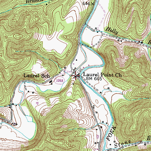 Topographic Map of Laurel Point Church, KY