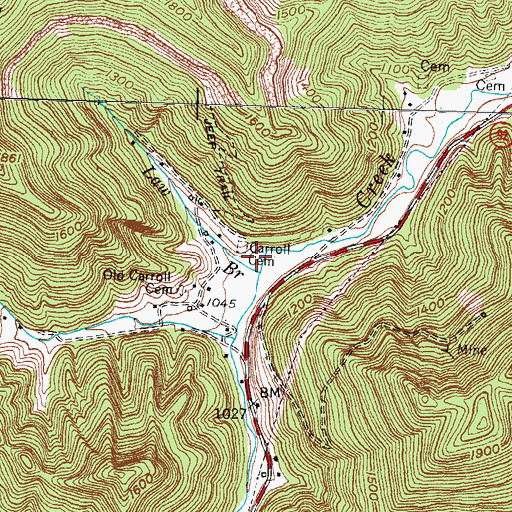 Topographic Map of Law Branch, KY