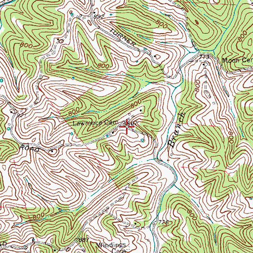 Topographic Map of Lawrence Cemetery, KY