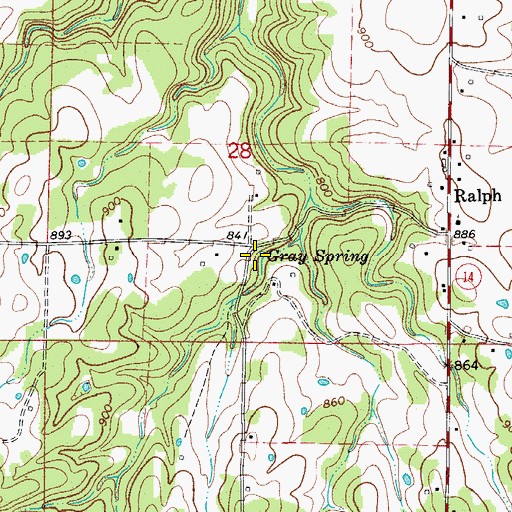 Topographic Map of Gray Spring, AR