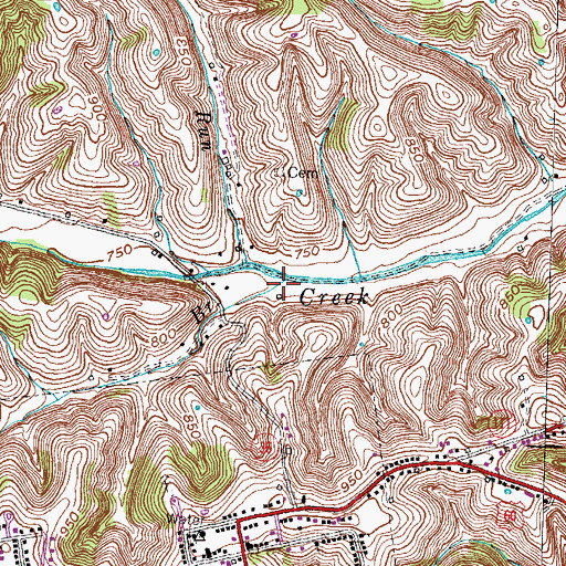 Topographic Map of Lee Branch, KY
