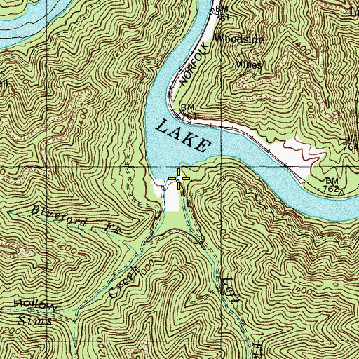 Topographic Map of Left Fork Levisa Fork, KY