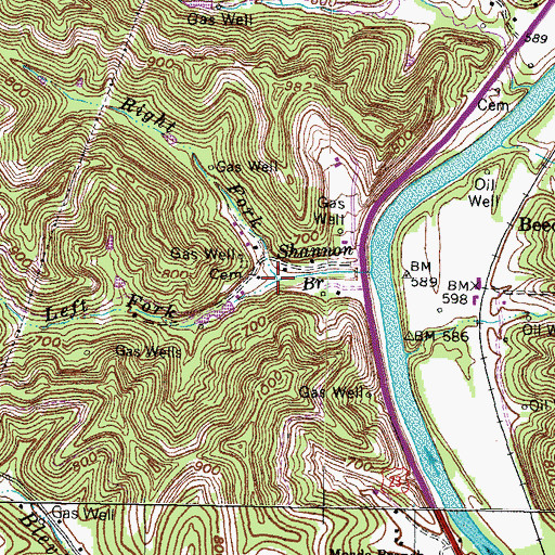 Topographic Map of Left Fork Shannon Branch, KY