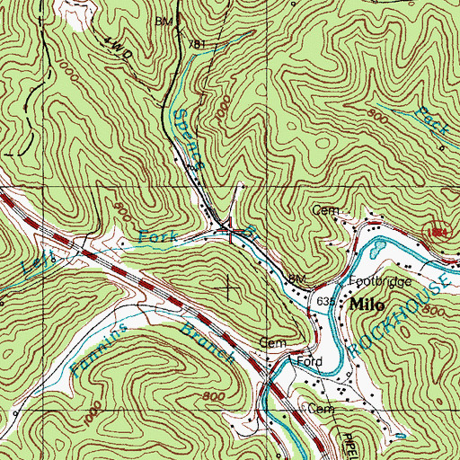 Topographic Map of Left Fork Spence Branch, KY