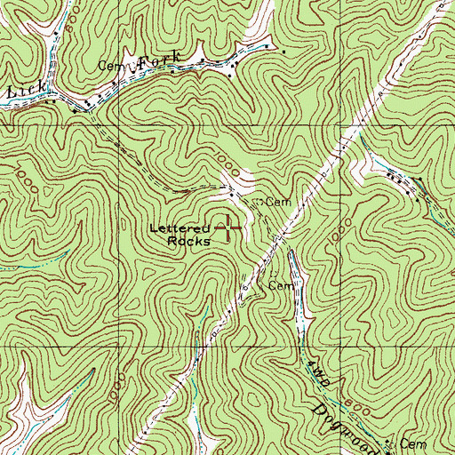 Topographic Map of Lettered Rocks, KY