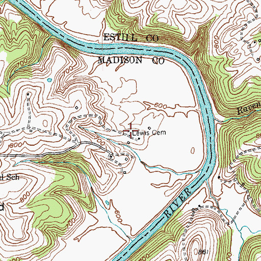 Topographic Map of Lewis Cemetery, KY