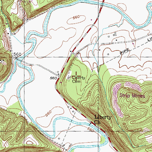 Topographic Map of Waring Cemetery, KY