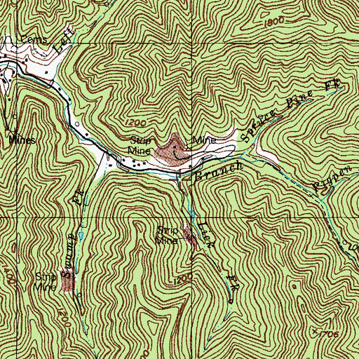 Topographic Map of Lick Fork, KY