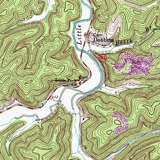 Topographic Map of Little Fork Church, KY