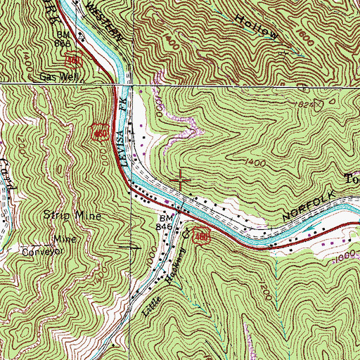 Topographic Map of Little Hackney Creek, KY