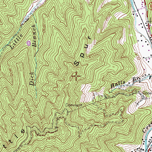 Topographic Map of Little Spur, KY