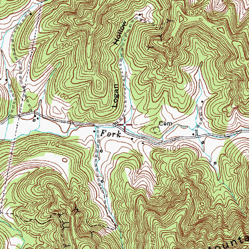 Topographic Map of Logan Hollow, KY