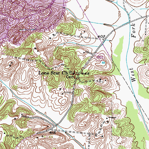 Topographic Map of Lone Star Church, KY