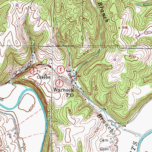 Topographic Map of Long Branch, KY