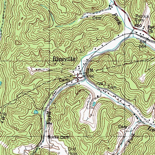 Topographic Map of Long Fork Church, KY