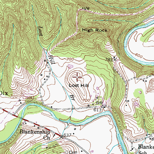 Topographic Map of Lost Hill, KY