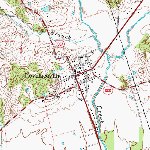 Topographic Map of Lovelaceville, KY