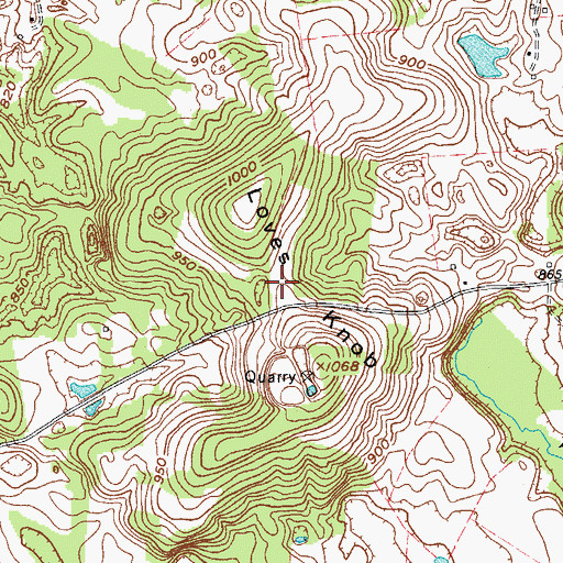 Topographic Map of Loves Knob, KY