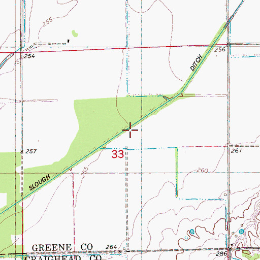 Topographic Map of Gum Slough Ditch, AR